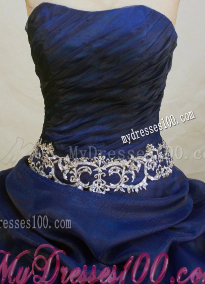 Applique Decorate Waist Royal Blue Modest Quinceanera Dress
