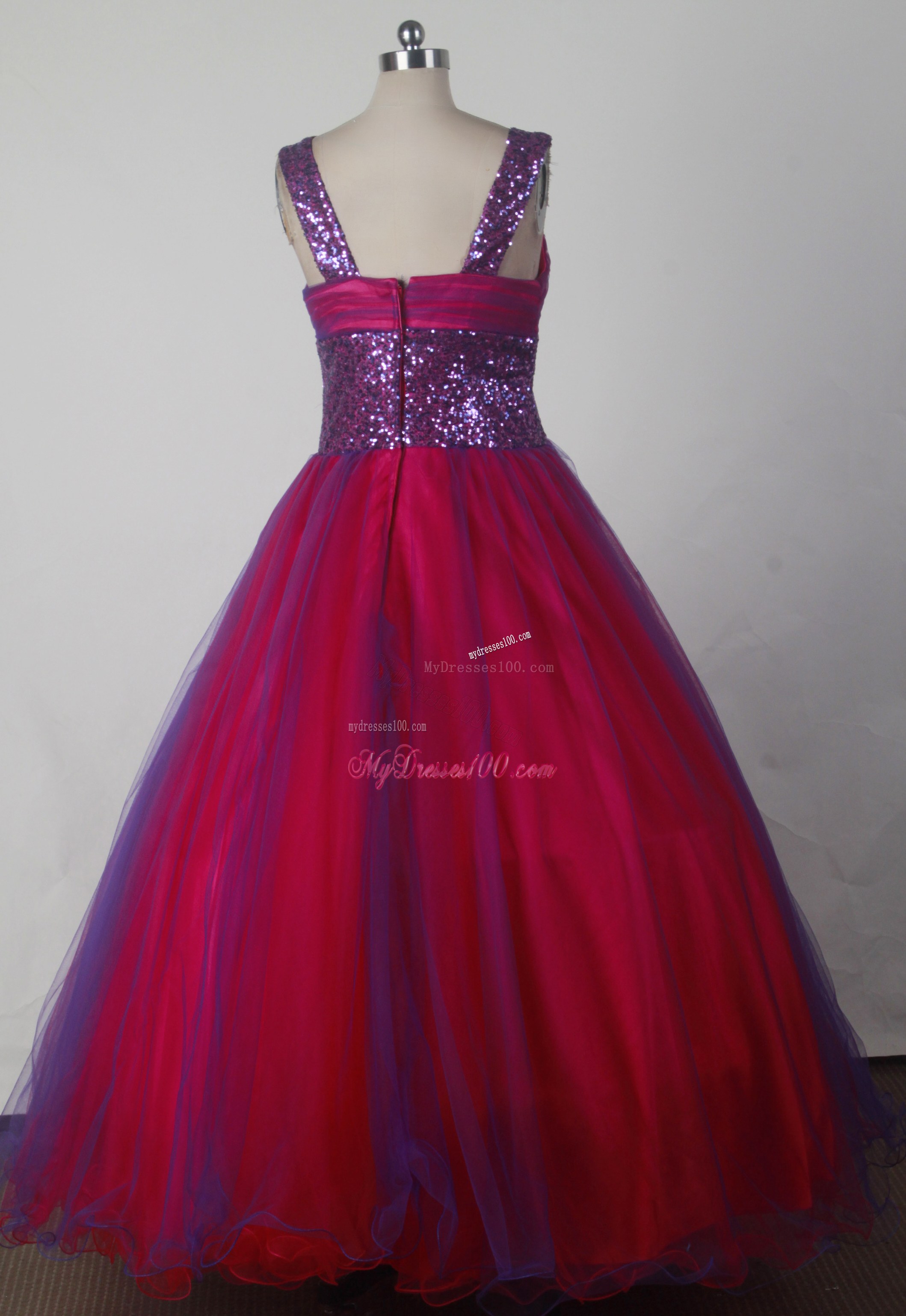 Straps and Sequins Accent Dresses 16 in Red and Purple
