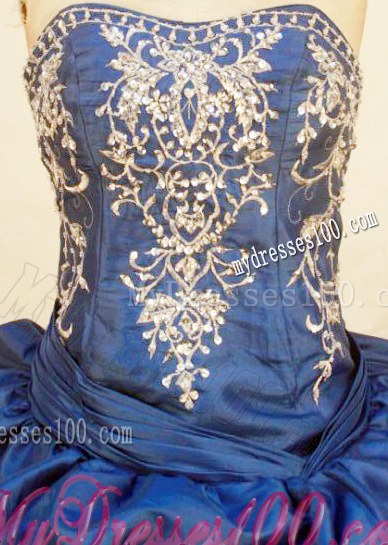 Floral Embroidery and beads Pick-ups Taffeta Quinceanea Dresses