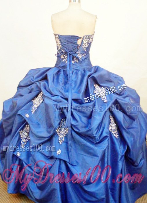 Floral Embroidery and beads Pick-ups Taffeta Quinceanea Dresses