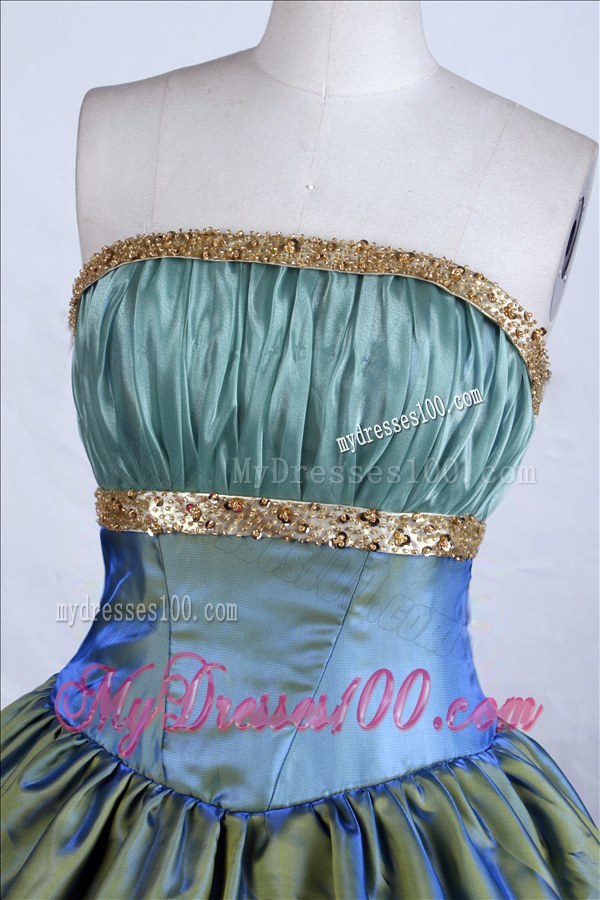 Embroidered Olive Green Quinceanera Dress with Pleats and Frills
