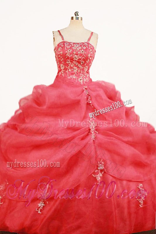 Spaghetti Straps Puffy Quince Dresses Adorned by Delicate Appliques