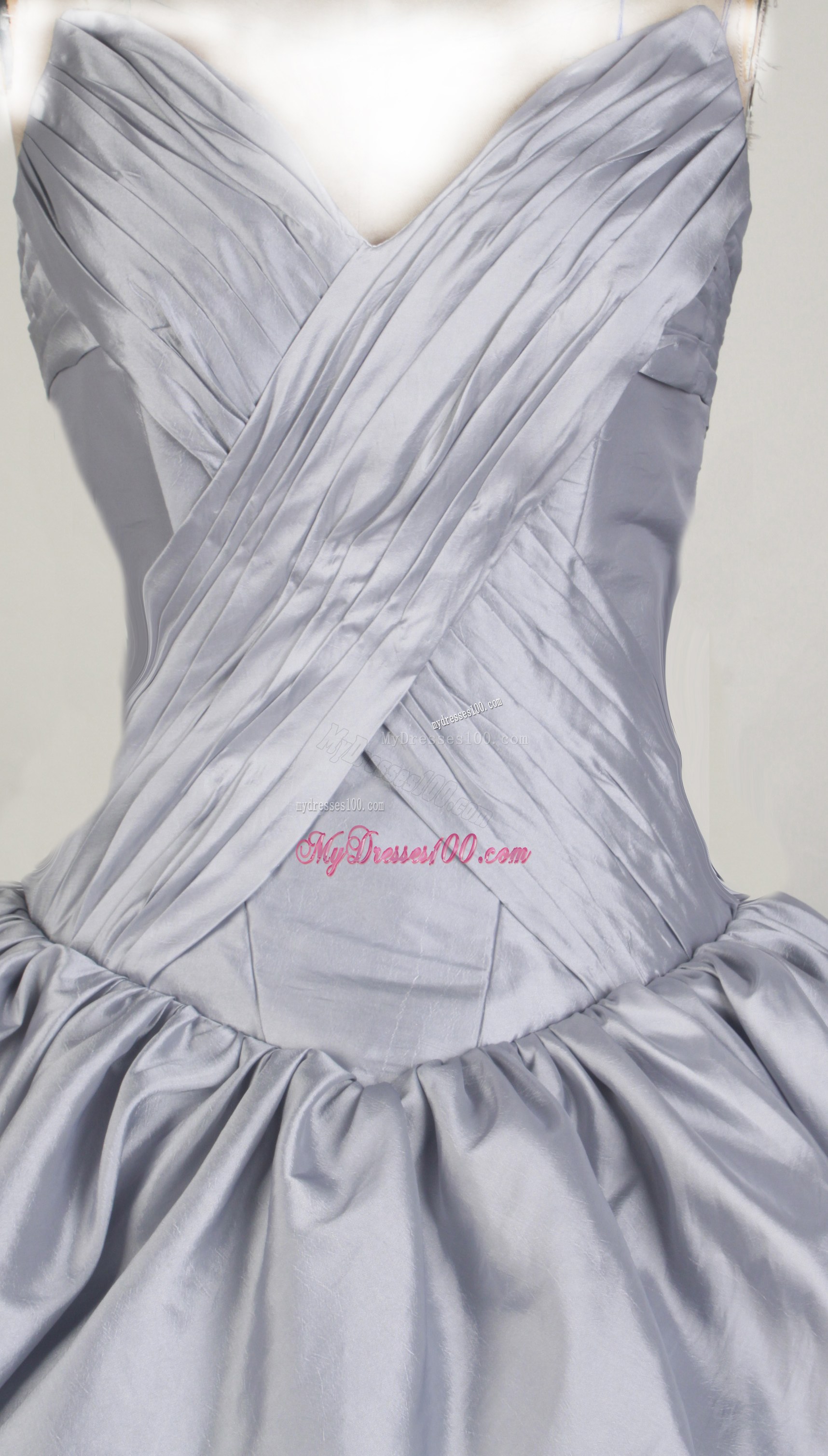Low-key Ruched and Ruffled Layers Grey Dress for Quinceanera