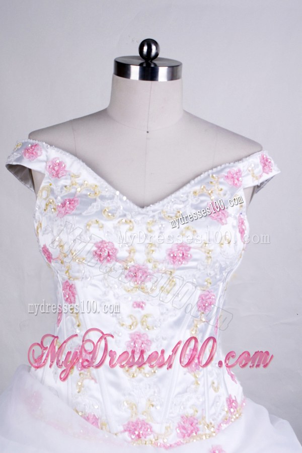 Embroidery and Pick-ups Accent White Dresses 16 off Shoulder