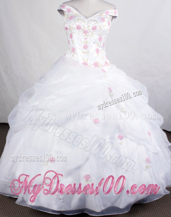 Embroidery and Pick-ups Accent White Dresses 16 off Shoulder