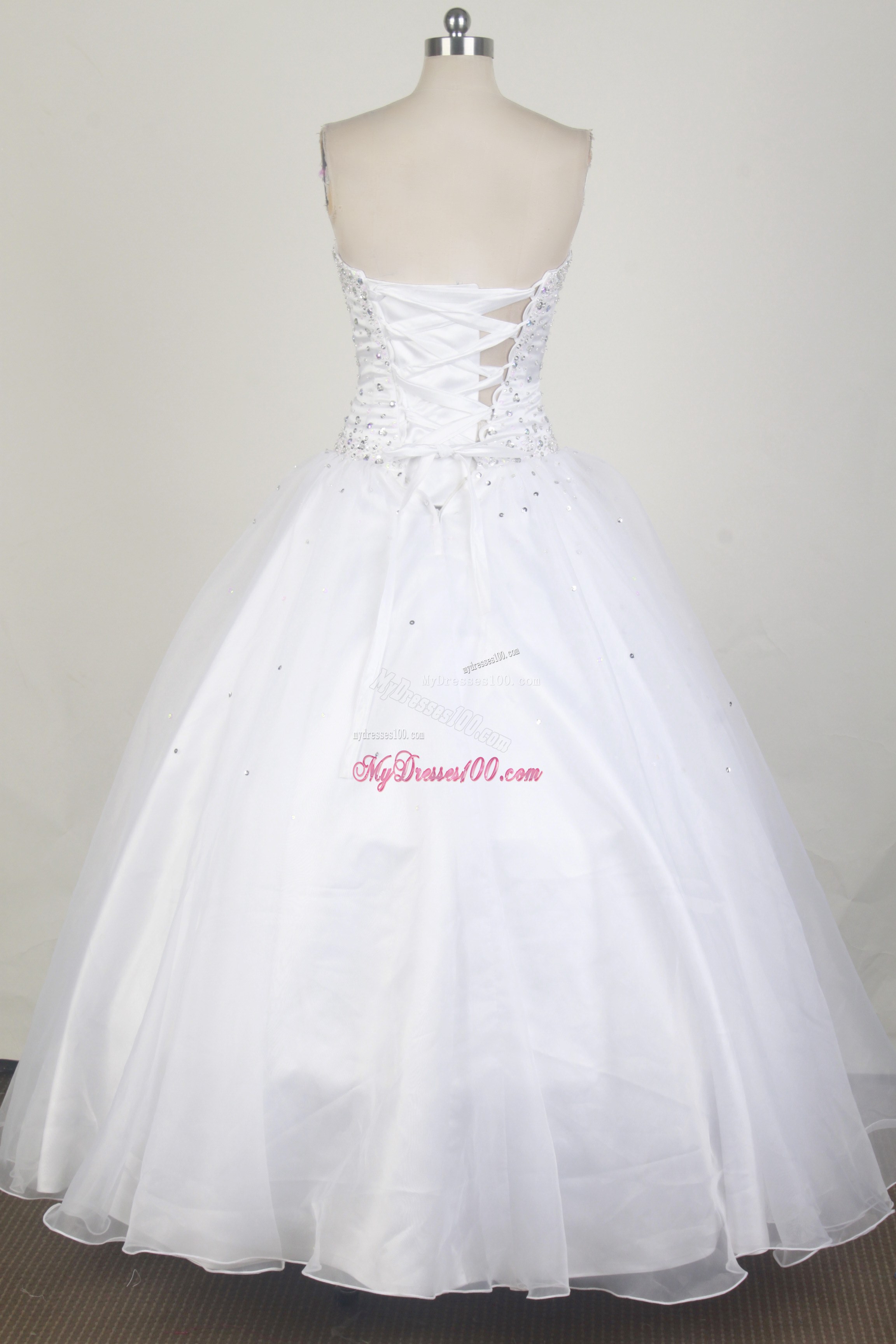 Beaded Bodice White Organza Qunceanera Dresses in Vogue