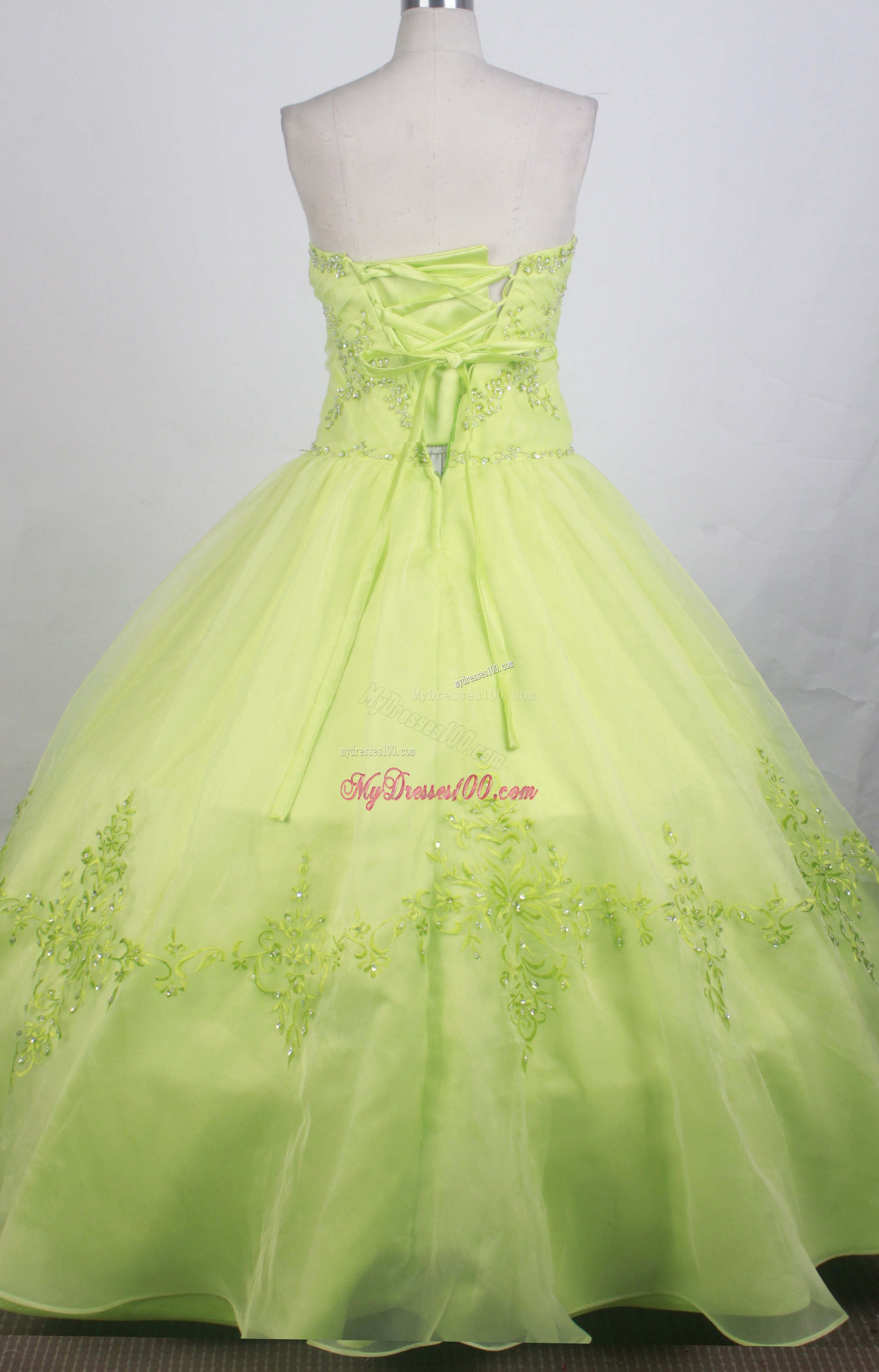 Appliques Accent on Lime Green Taffeta and Organza Dresses 16