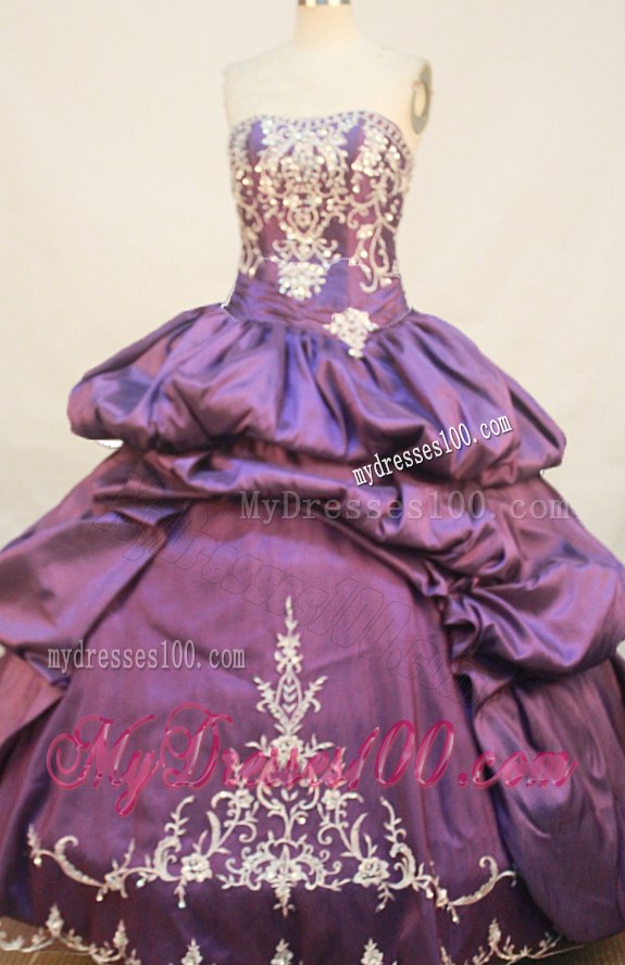 Embroidery Ball Gown Pick-ups Quinceanera Dresses in Purple