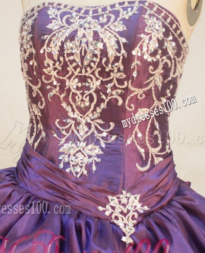Embroidery Ball Gown Pick-ups Quinceanera Dresses in Purple