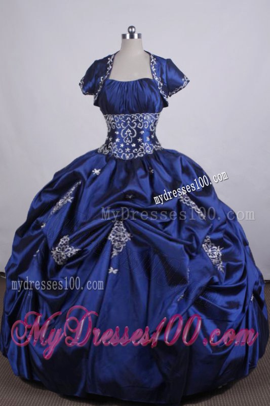 Blue Ruching Appliques and Pick-ups Quinceanera Dress with Jacket