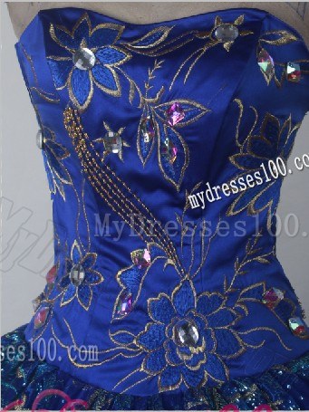 Beaded and Embroidered Royal Blue Taffeta and Organza Dresses 16