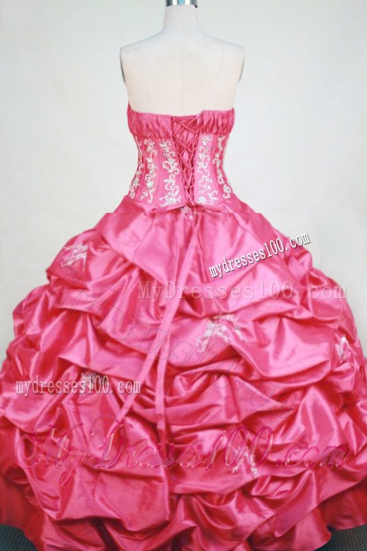 Modest Hot Pink Strapless Appliques Pick Ups Sweet Sixteen Dresses