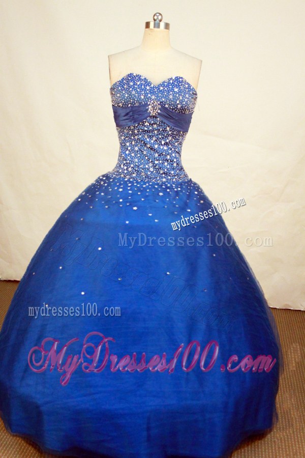 Sweetheart Full Beaded Bodice Royal Blue Dress for Quince