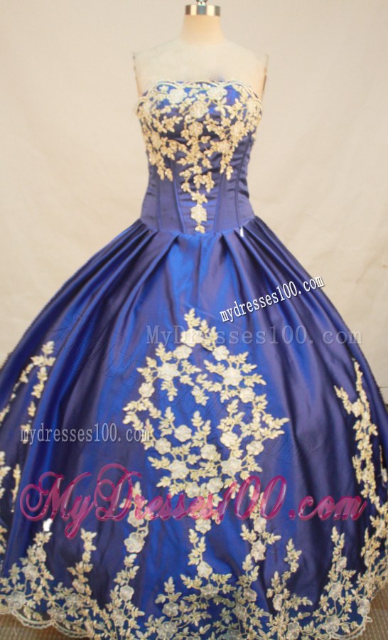 Elegant Corset Back Appliques Quinceanera Dresses in Royal Blue