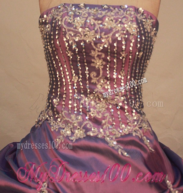 Strapless Beaded Quinceanera Dresses with Sequins in Fuchsia