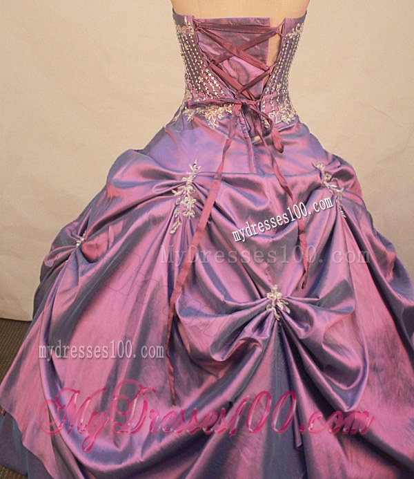 Strapless Beaded Quinceanera Dresses with Sequins in Fuchsia