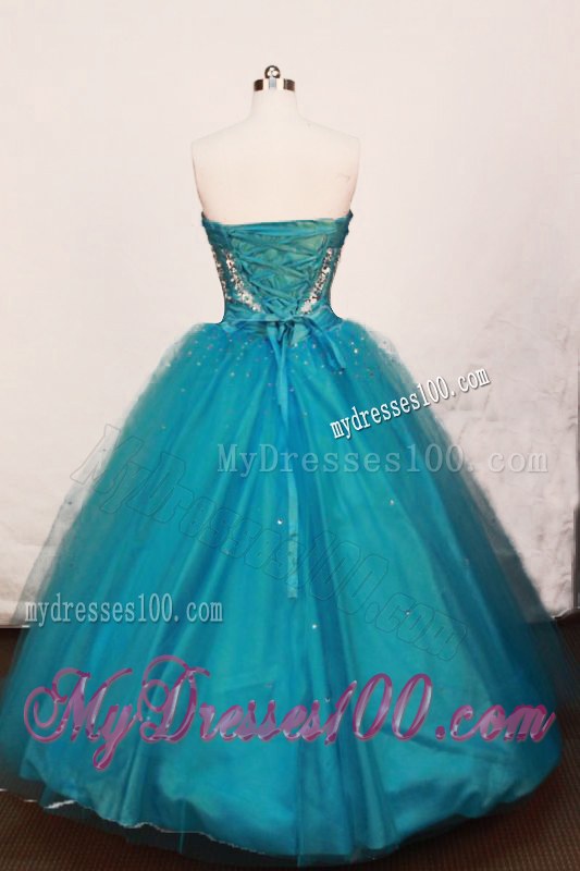 New Sweetheart Floor-length Tulle Teal Sweet 16 Dress in Spring