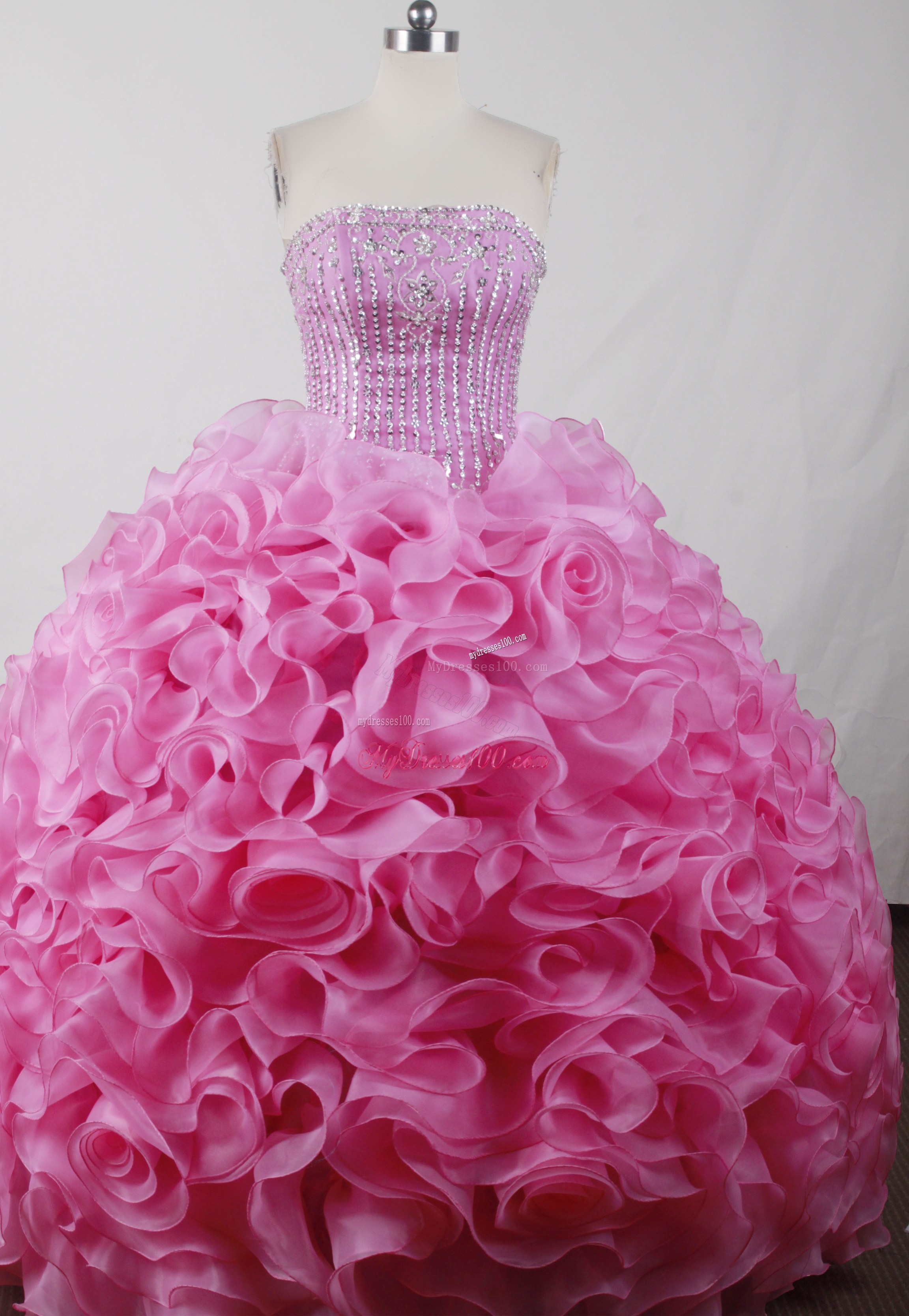 Beautiful Lavender Rolling Flowers Beading Quinceanera Dresses