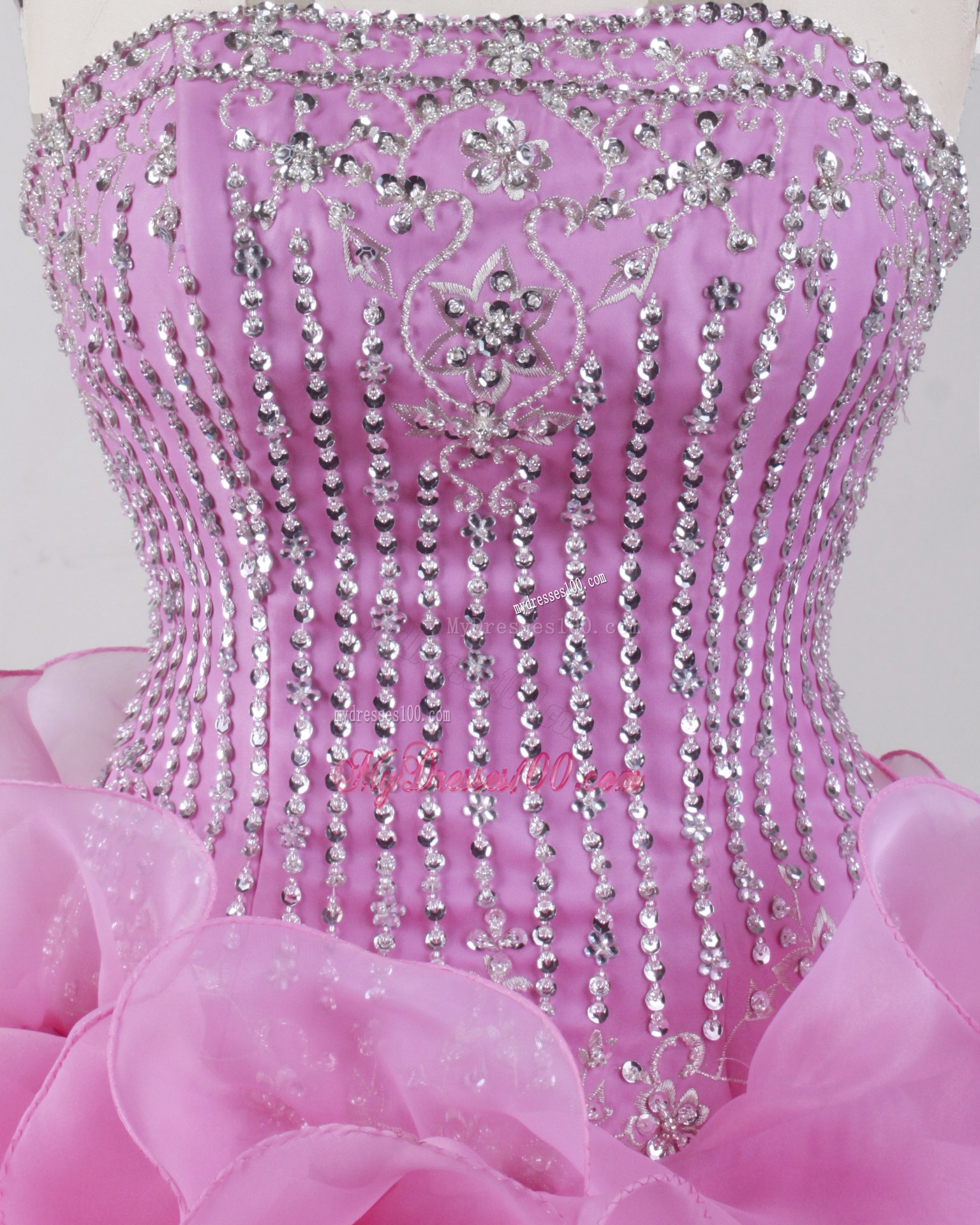 Beautiful Lavender Rolling Flowers Beading Quinceanera Dresses