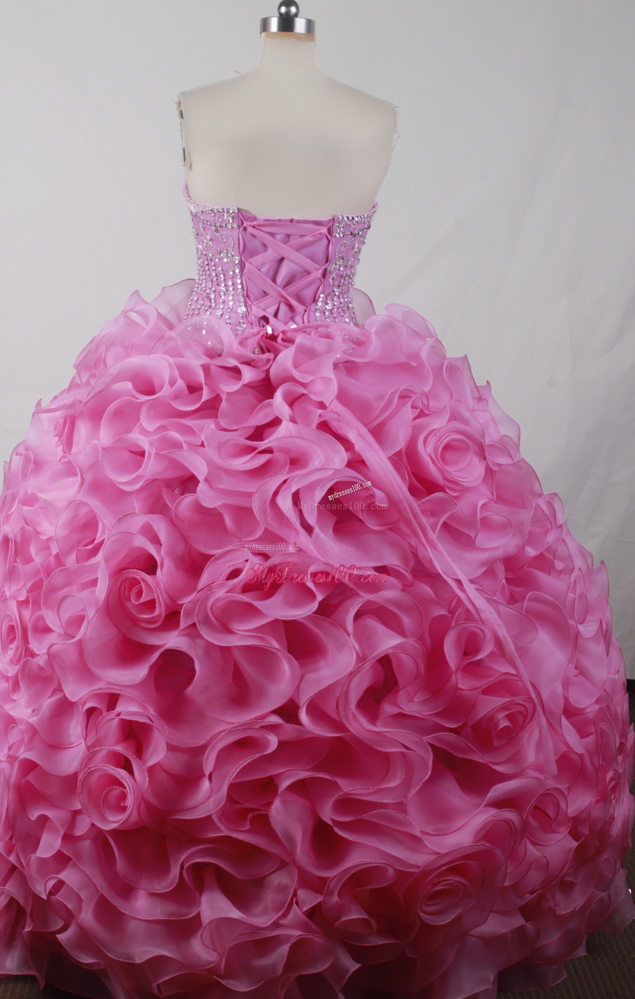 Beautiful Lavender Rolling Flowers Beading Quinceanera Dresses
