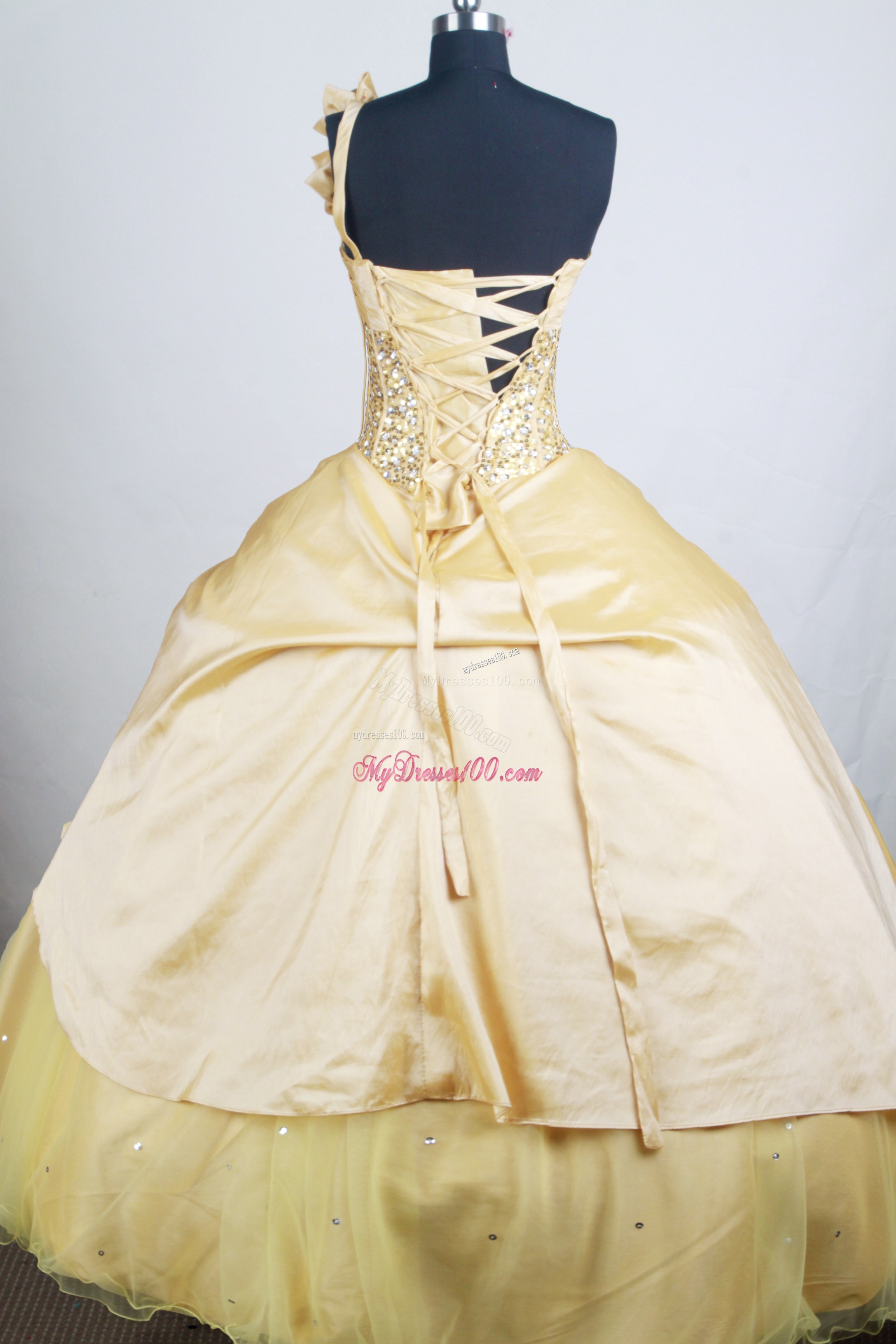 Handle Flowers One Shoulder Sweet 15 Dresses with Diamond Waist