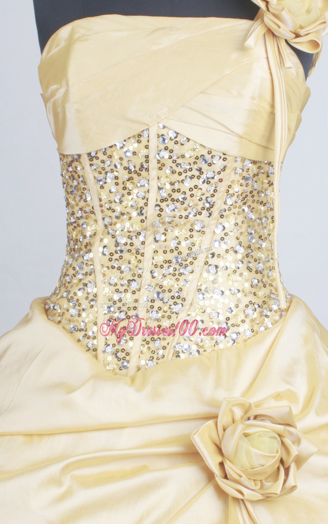 Handle Flowers One Shoulder Sweet 15 Dresses with Diamond Waist