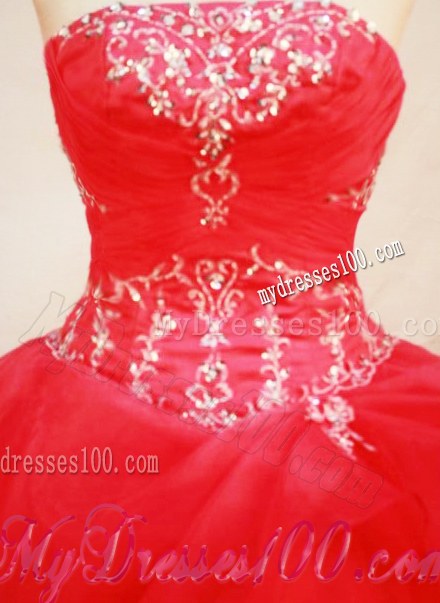 Perfect Tulle Red Quince Dresses with Delicate White Embroidery
