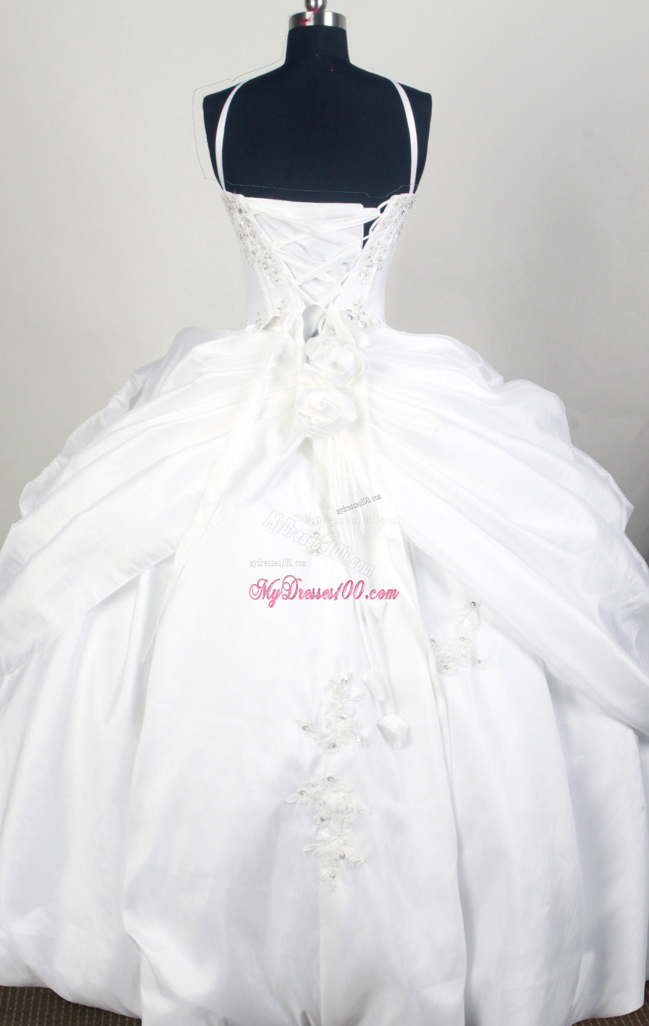 Pretty White Sweet sixteen dresses with Appliques and Transparent Neckline