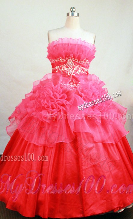 Hot Pink Quinceanera Dress with Appliques and Rolling Flowers