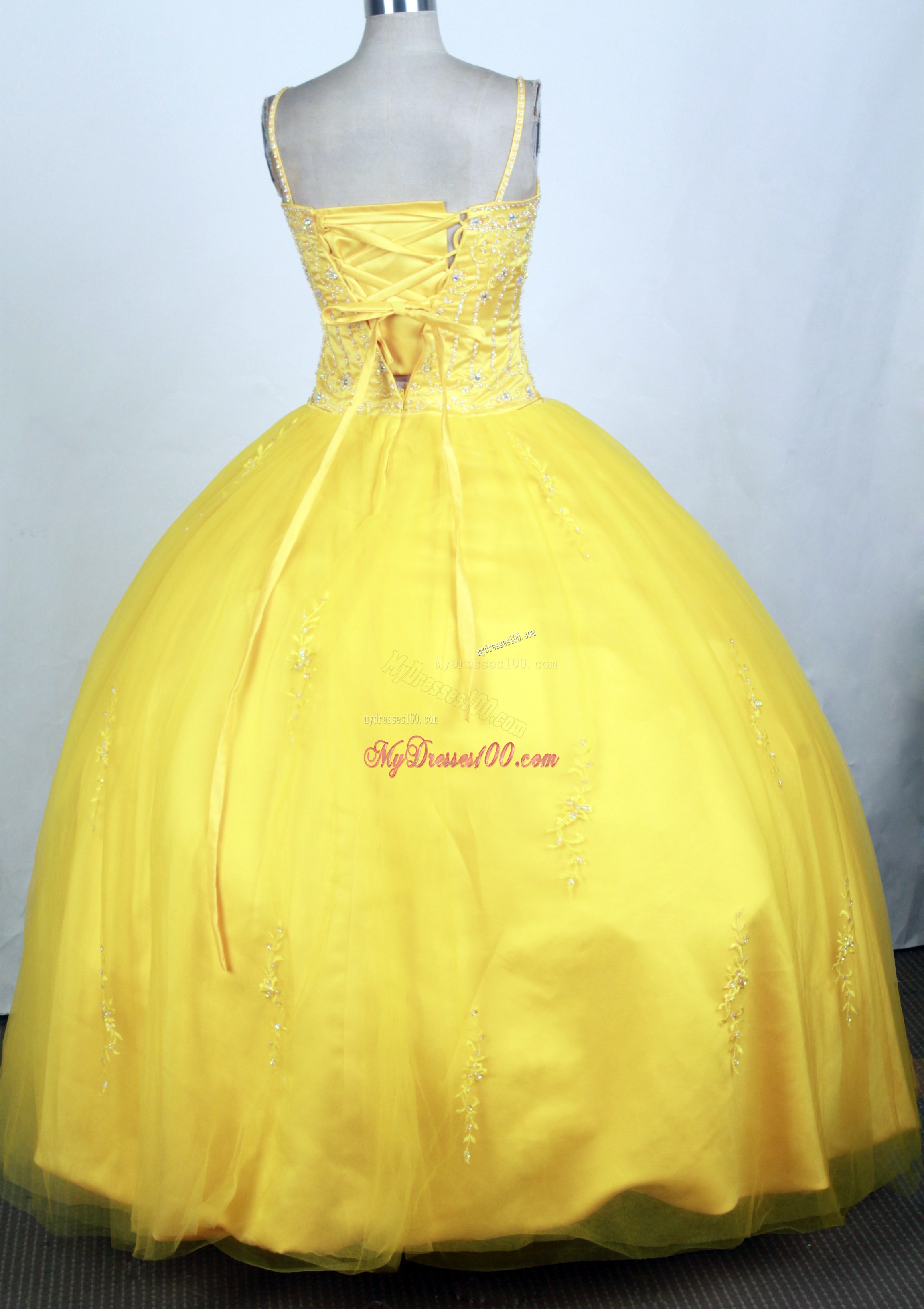 Spaghetti Straps Slinky Beading Appliques Sweet 15 Dresses on Promotion