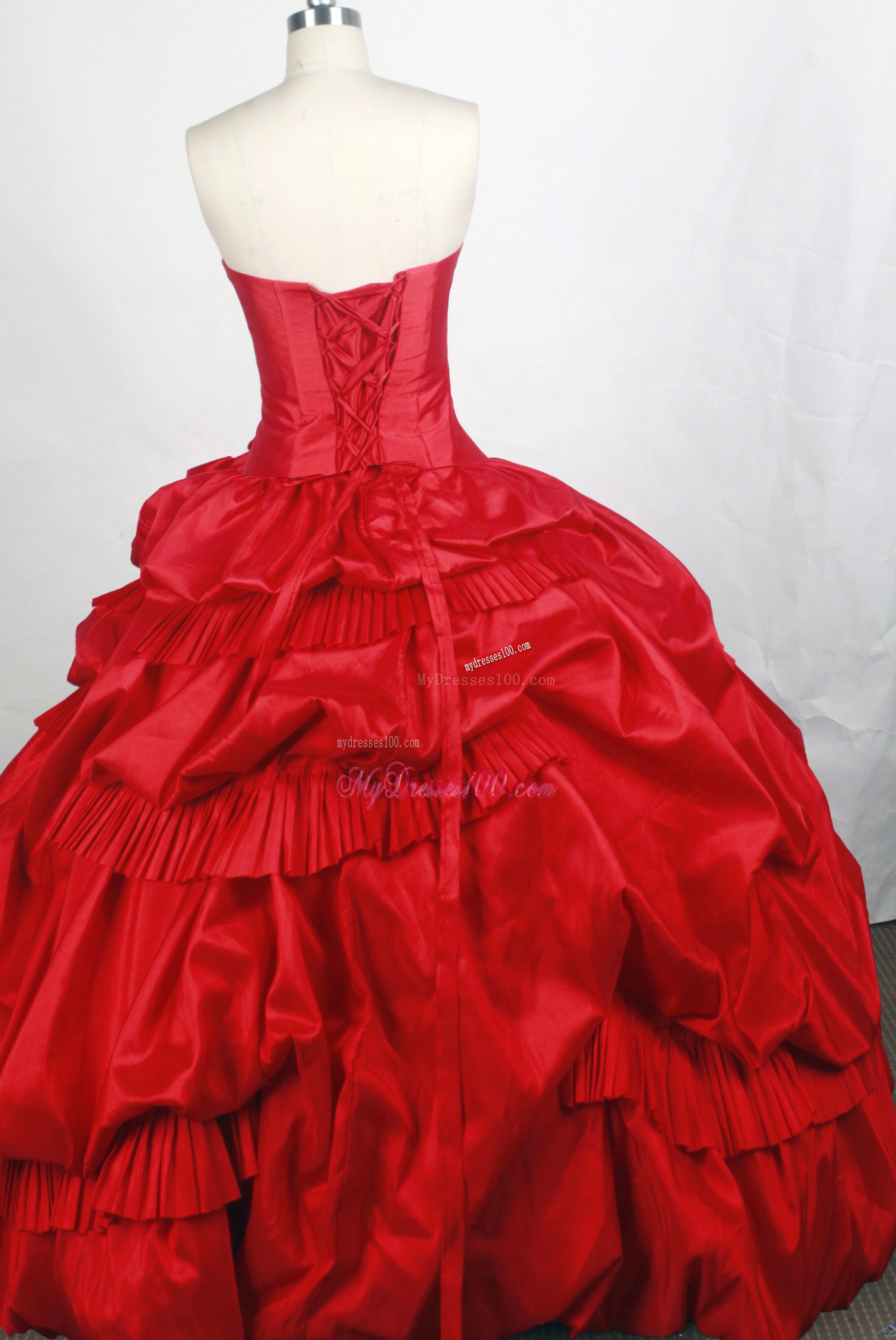 Pick-ups and Ruches Accent Quinceanera Dress in Wine Red