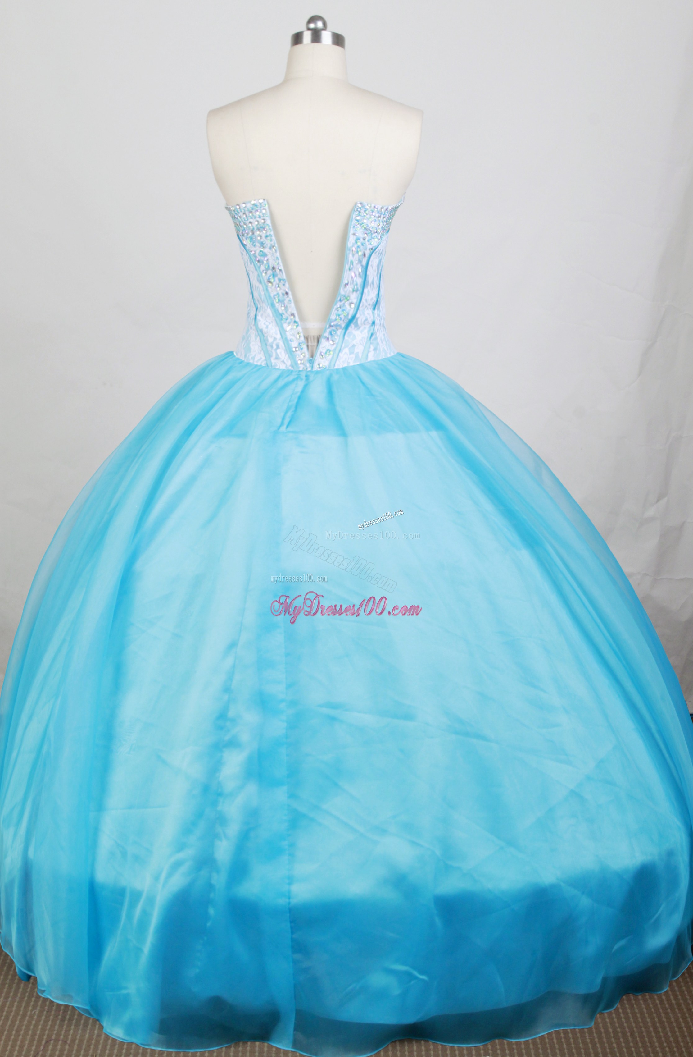 Beading Decorate Bodice Quinceanera Dress in Aqua Blue
