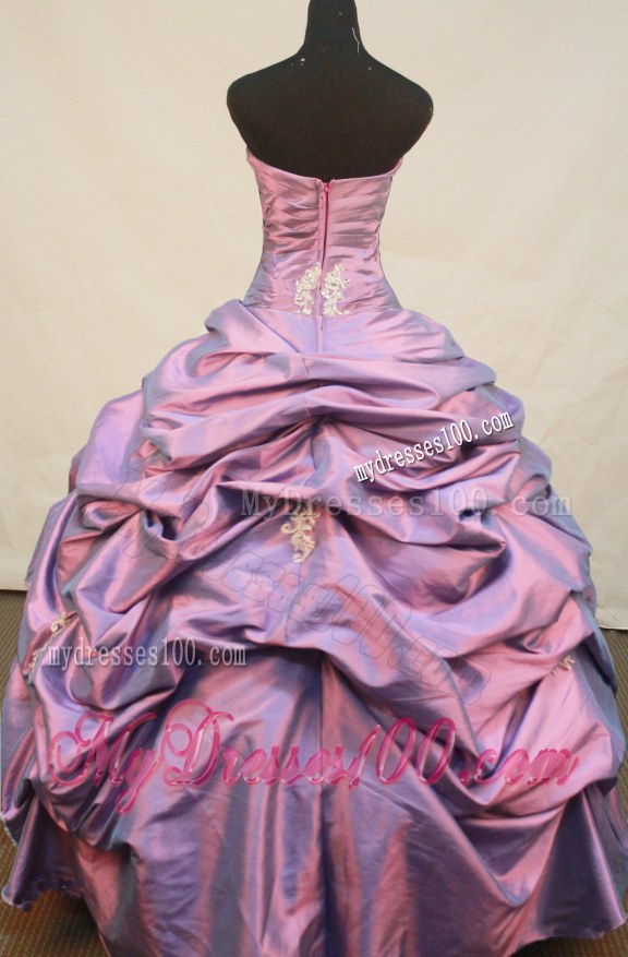 Purple Bodice Dress For Quinceanera with Appliques and Pick-Ups