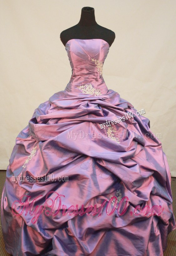 Purple Bodice Dress For Quinceanera with Appliques and Pick-Ups
