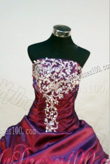 Ruching and Beading Appliques Sweet 15 Dresses in Wine Red