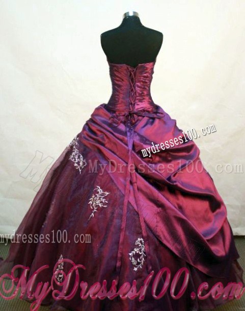 Ruching and Beading Appliques Sweet 15 Dresses in Wine Red