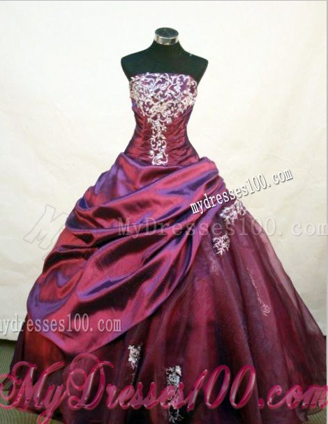 Ruching and Beading Appliques Sweet 15 Dresses in Wine Red