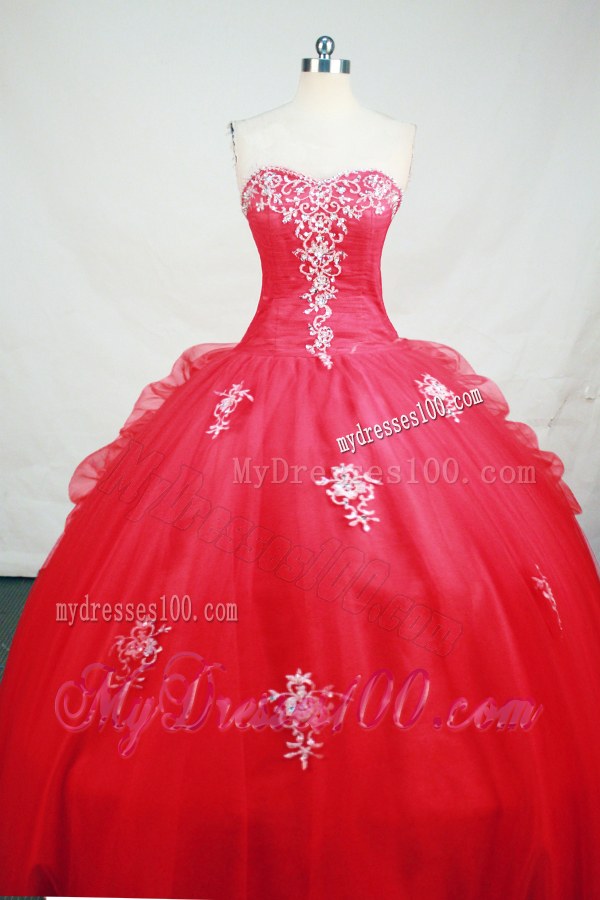 Sweetheart Pick-Ups and Rhinestones Decorate Quinceanera Dresses in Red