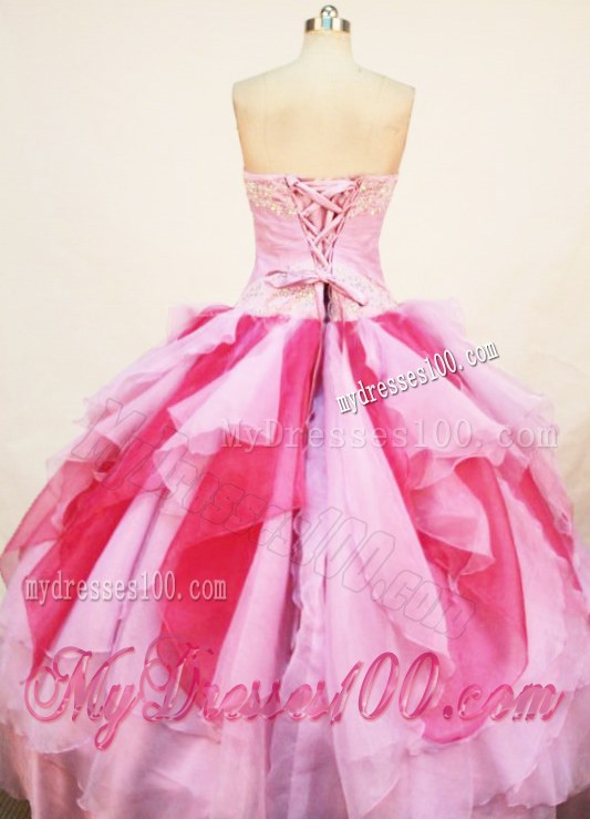 Two-toned Pink Quinceanera Dress with Handkerchief Ruffles for Cheap