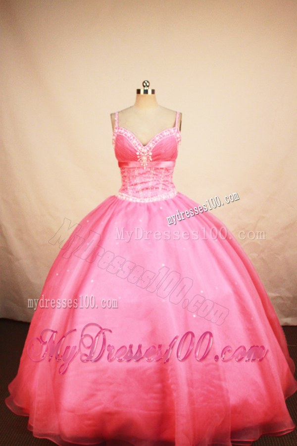 Zipper Up Spaghetti Straps Sweatheart Pink Quinceanera Dresses