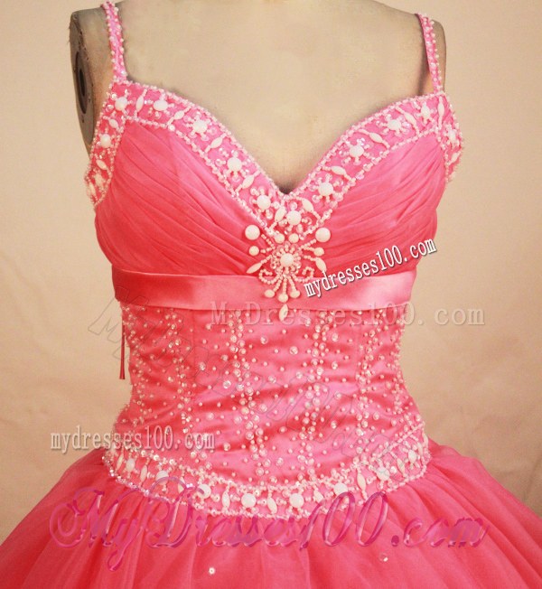 Zipper Up Spaghetti Straps Sweatheart Pink Quinceanera Dresses