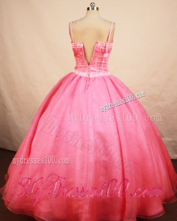 Zipper Up Spaghetti Straps Sweatheart Pink Quinceanera Dresses