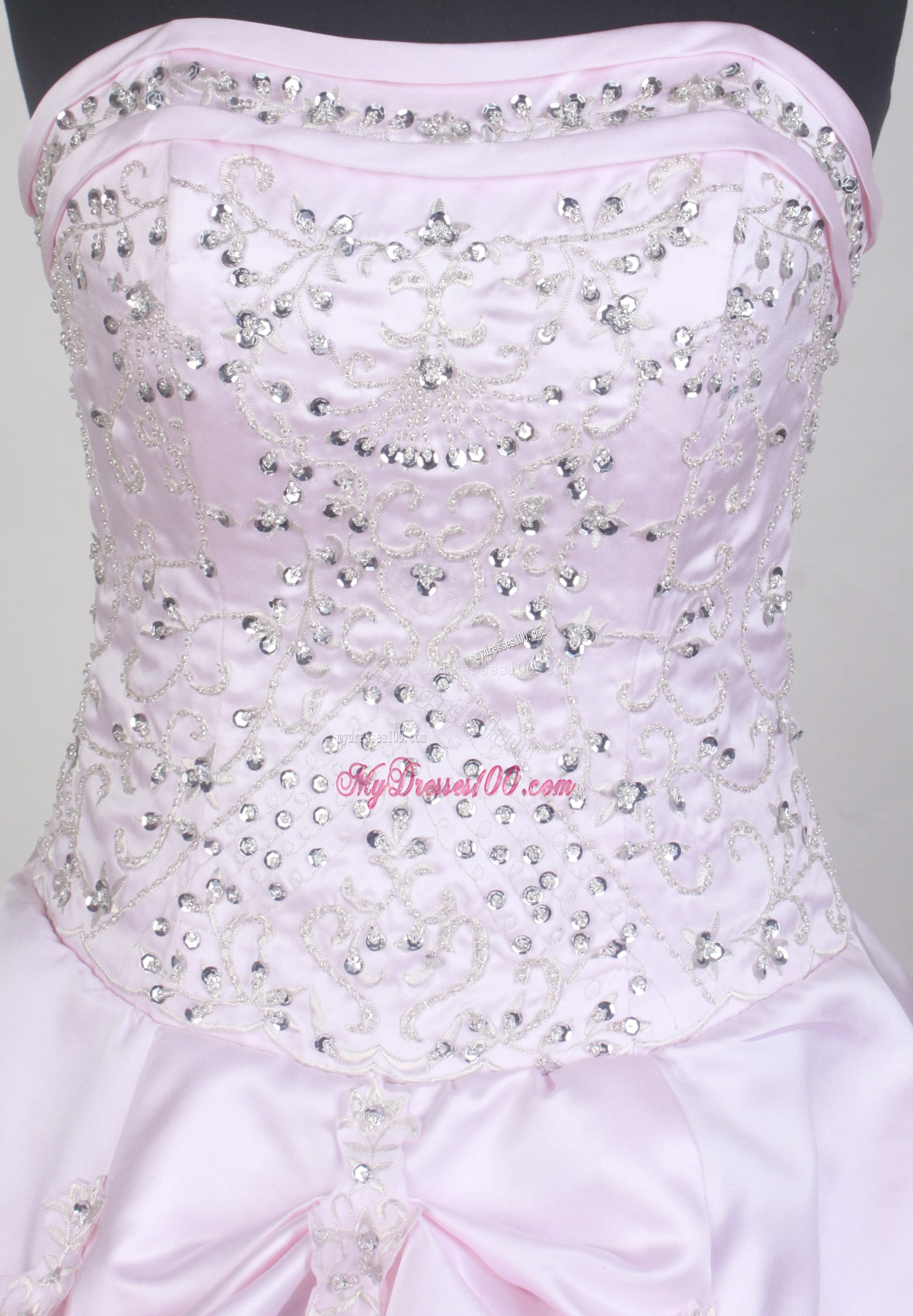 Beaded Embroidery and Pick-ups Accent Dresses 15 in Baby Pink
