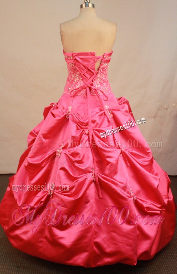 Popular Hot Pink Beading Appliques Pick-ups Quinceanera Dresses