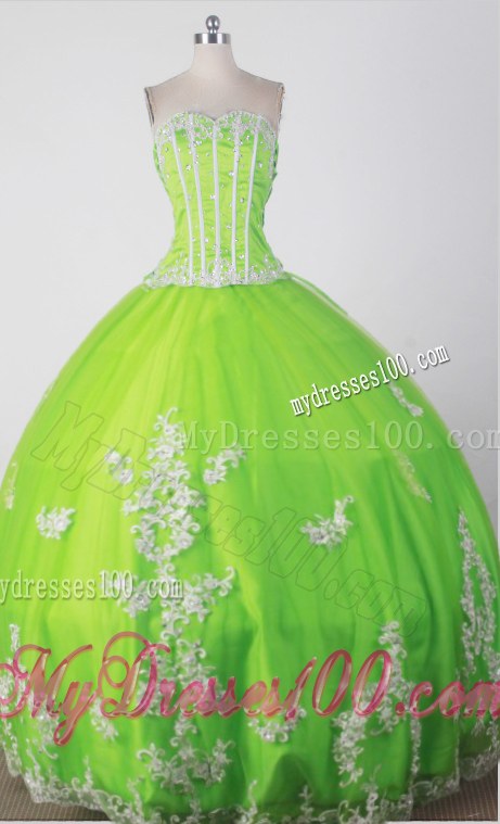 Beaded and Appliqued Sweet 16 Quinceanera Dress in Spring Green