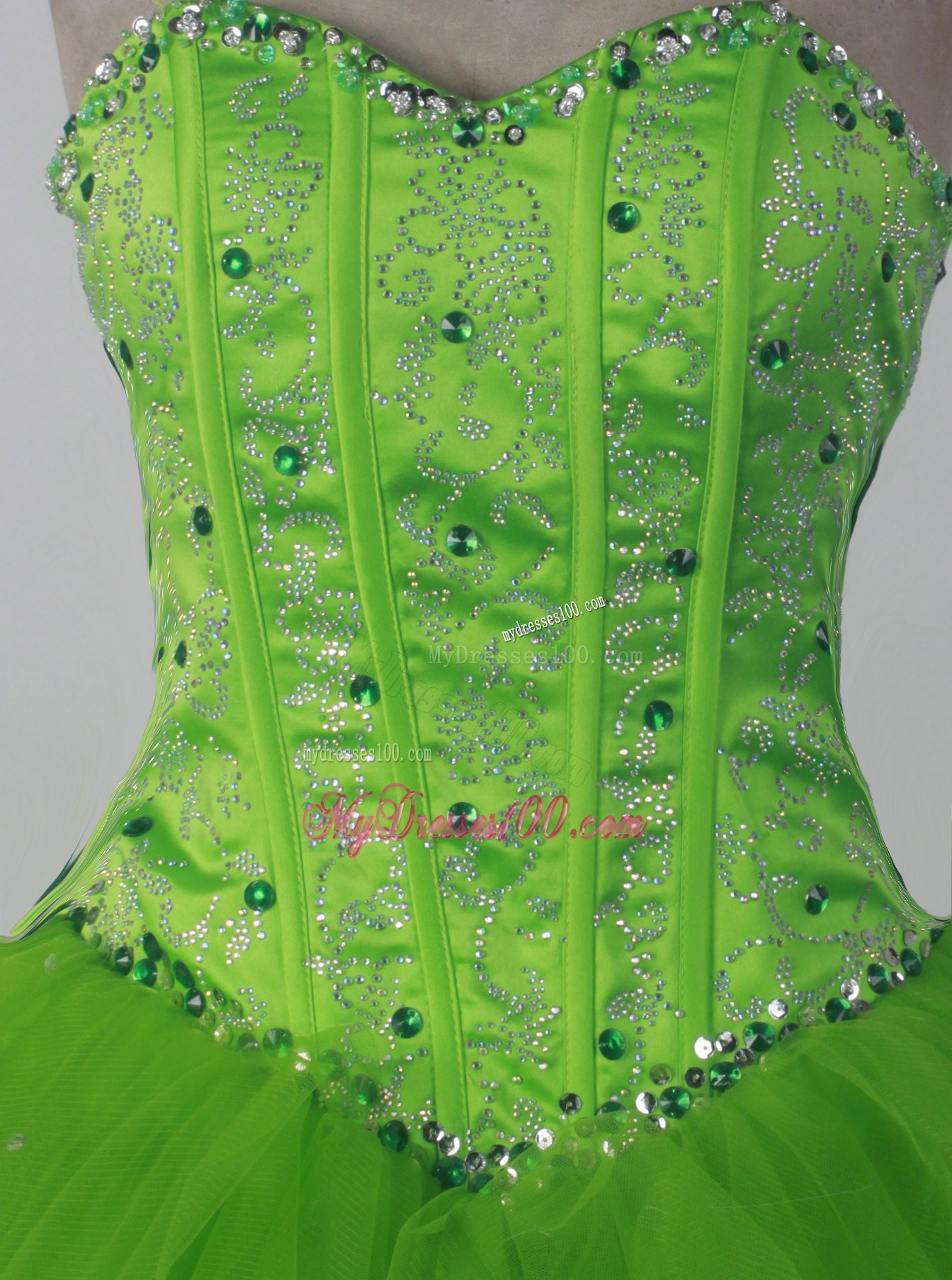 Multi-toned Green Sweetheart Dress for Quinceanera with Beading