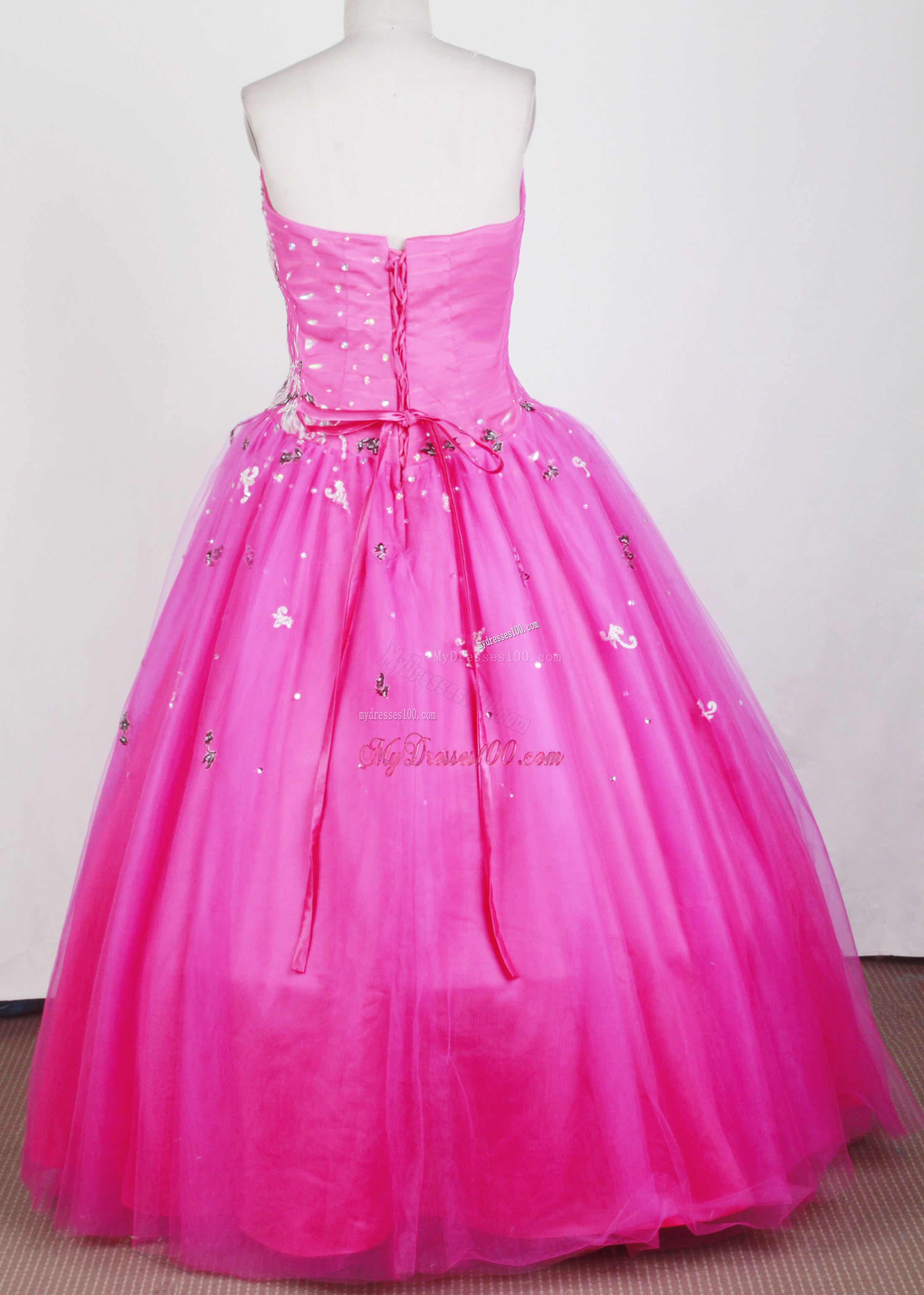 Sweetheart Hot Pink Quinceanera Dress with Ruches and Appliques