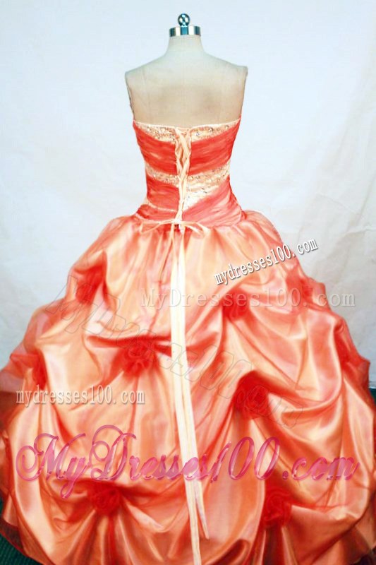 Diamond and Ruching Dress for Sweet 16 with Handle Flowers