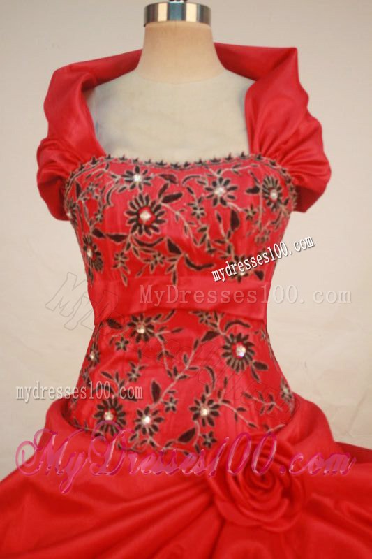 Ball Gown Strapless Handle Flowers Sweet 15 Dresses with Wrap