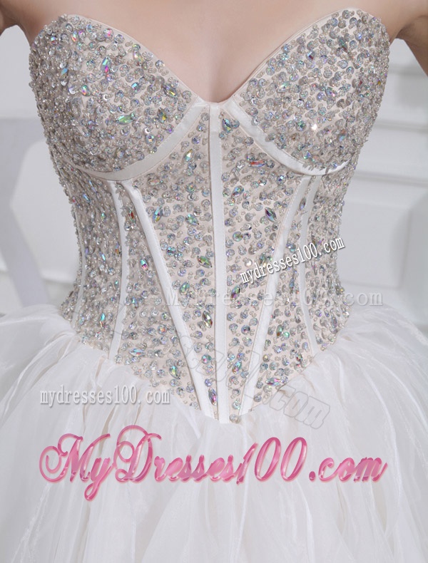 2016 A-line Sweetheart Sequins Ruffles Wedding Dress in Knee-length